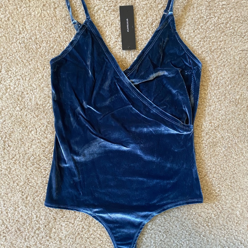 Velvet blue bodysuit small
